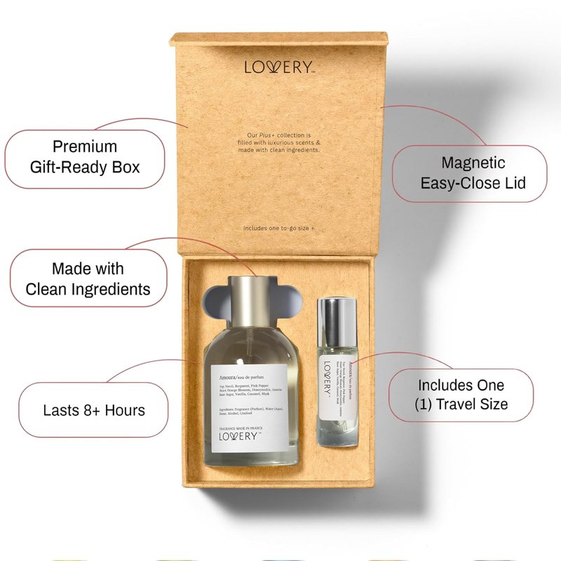 Amoura Eau De Parfum - Marshmallow & Floral Scent | Long-Lasting Women's Fragrance 100mL + Travel Spray 10mL