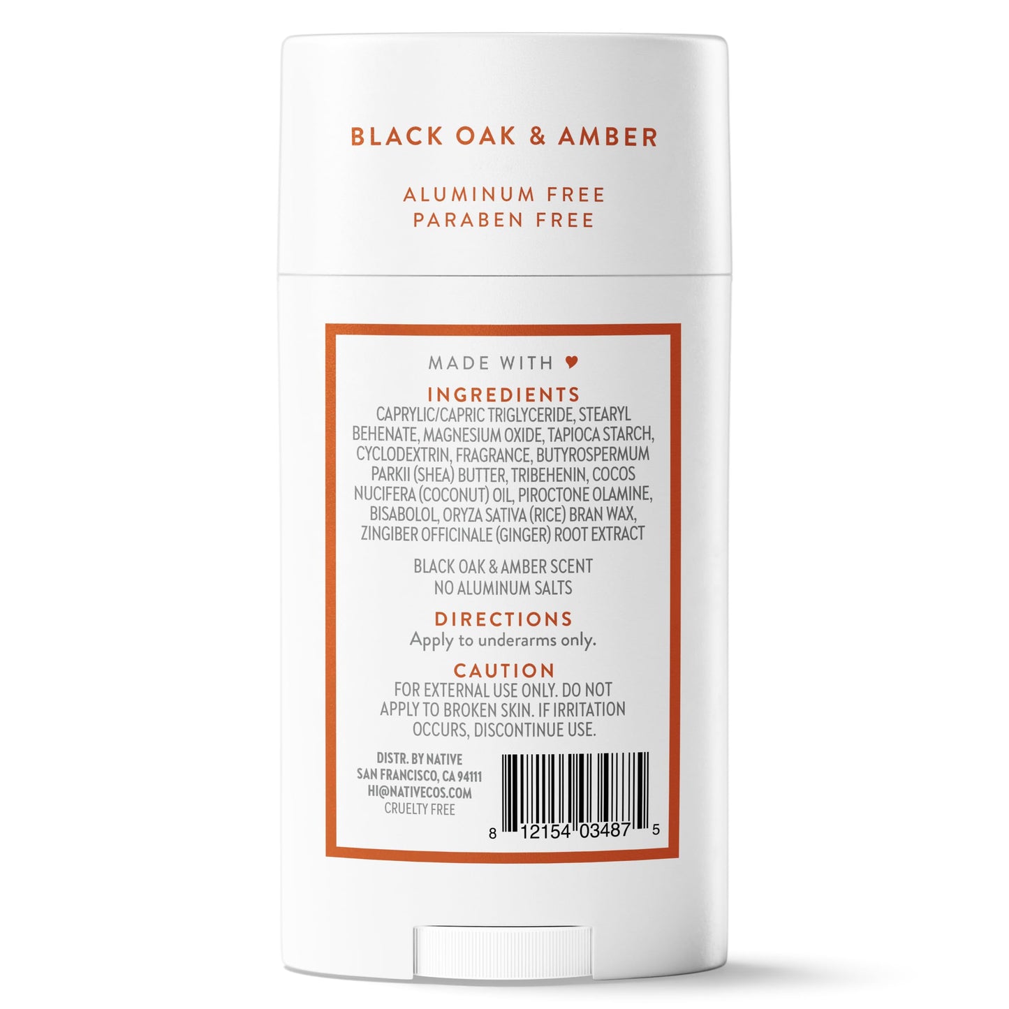 Native Deodorant Contains Naturally Derived Ingredients, 72 Hour Odor Control, Deodorant for Women and Men, Aluminum Free, Black Oak & Amber 2.65oz
