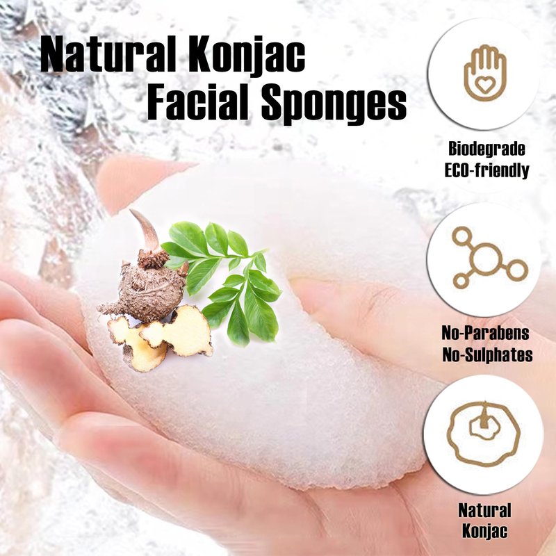 Zabiltro Natural Konjac Facial Sponges - Semicircles - for Gentle Face Cleansing and Exfoliation Eco-Friendly - Skincare Face Body Washing Cleaning (WH+WH)