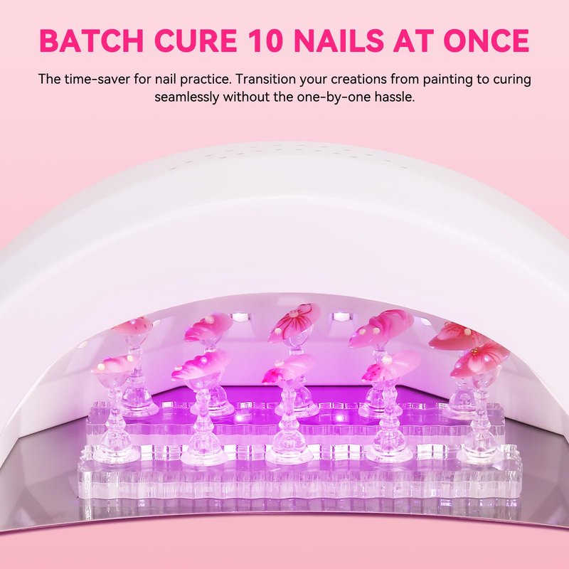 ESUOHYM Nail Stand For Press On Strong Magnetic Nail Art Tips Holder For Painting Gel Nails Display Supplies With 200PCS Double-Sided Tape & 1 Heart Shaped Acrylic Presson Stands with Case Nail Tech Supplies