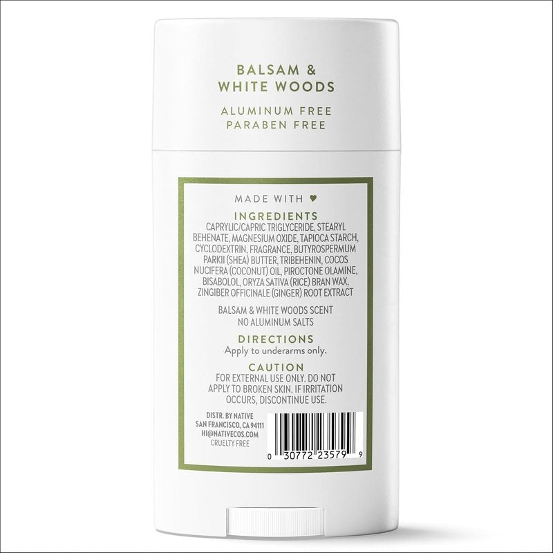 Native Deodorant Contains Naturally Derived Ingredients, 72 Hour Odor Control, Deodorant for Women and Men, Aluminum Free, Balsam & White Woods 2.65oz