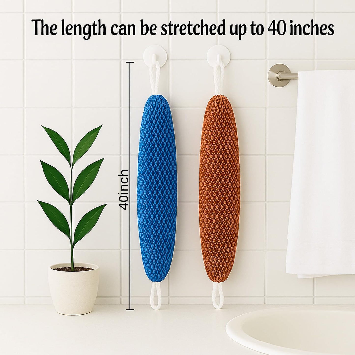 Yiclick African Net Sponge Authentic with Knots 2 Pack - Exfoliating Body Scrubber, Exfoliating Washcloth Towel, Knotted Rags Wash Cloth Loofah Sponge for Body Scrub, Back Scrubber for Shower Bath