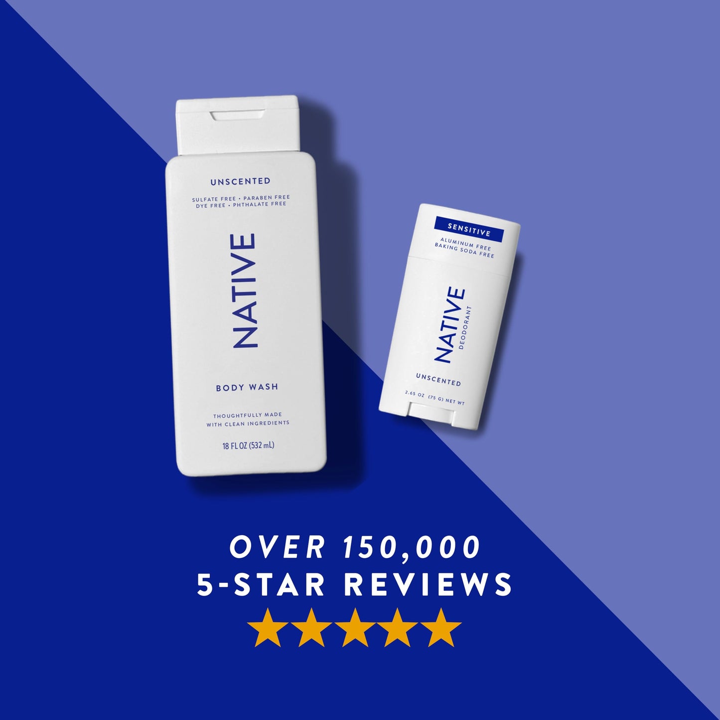 Native Aluminum-Free Clean Deodorant with Natural Derived Ingredients, 72HR odor control | Deodorant for Women and Men | Baking Soda, Coconut Oil, Shea Butter | Fragrance Free | Unscented