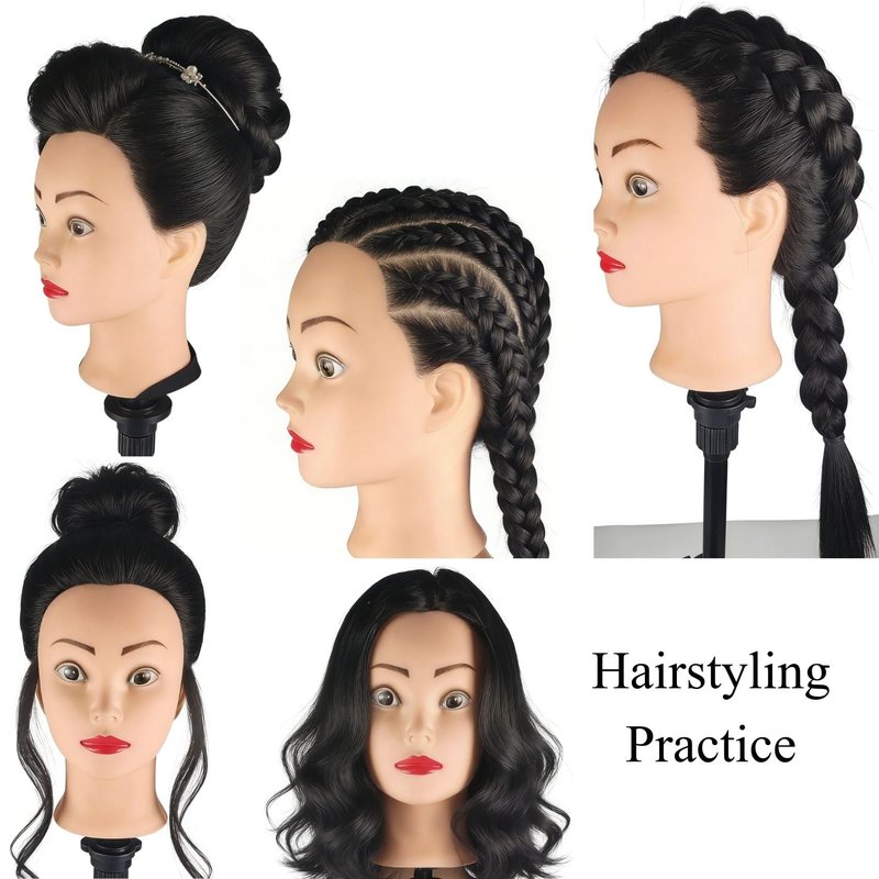 Mannequin Head with 28 inch Hair to Practice Hairstyling Braiding Cosmetology Training Head Mannikin Doll Head for Hairdresser Beginner Learning Teaching