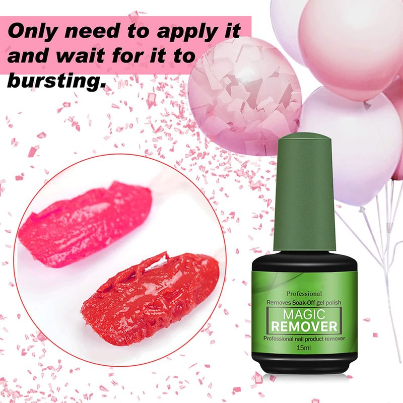 Gel Nail Polish Remover - 3 Pack, 15ml Magic Gel Polish Remover, Quickly Soak Off Nails, No Need For Foil, Soaking Or Wrapping (Green)