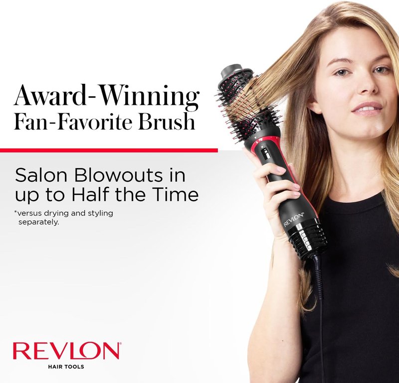 REVLON One Step Volumizer Plus Hair Dryer & Styler - Fast Salon-Style Blowouts, Travel-Friendly (Black)