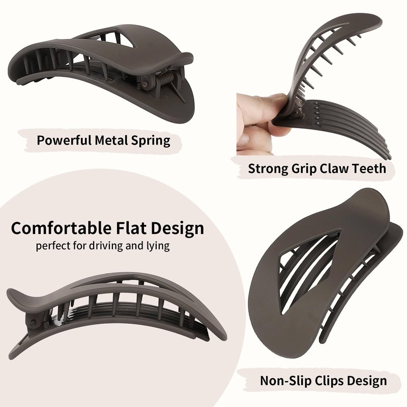 10 PCS French Flat Hair Clips for Women – 4.2 Inch Large Matte No-Slip Claw Clips for Long/Short Hair, Strong Hold Rhombus Hair Accessories, Commuting & Everyday Wear(Basic)