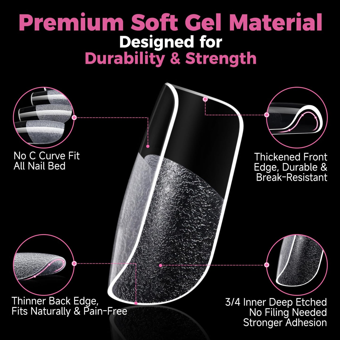 UNA GELLA Gel Nail Tips - Short Square Press-On Nails, 300pcs Full Cover for DIY Nail Extensions