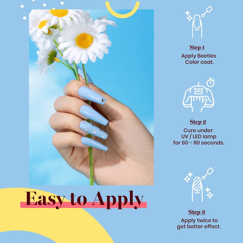 Beetles Baby Blue Gel Polish, 15ml Blue Gel Nail Polish Soak Off Nail Art Manicure Salon DIY Design at Home Gifts for Woman