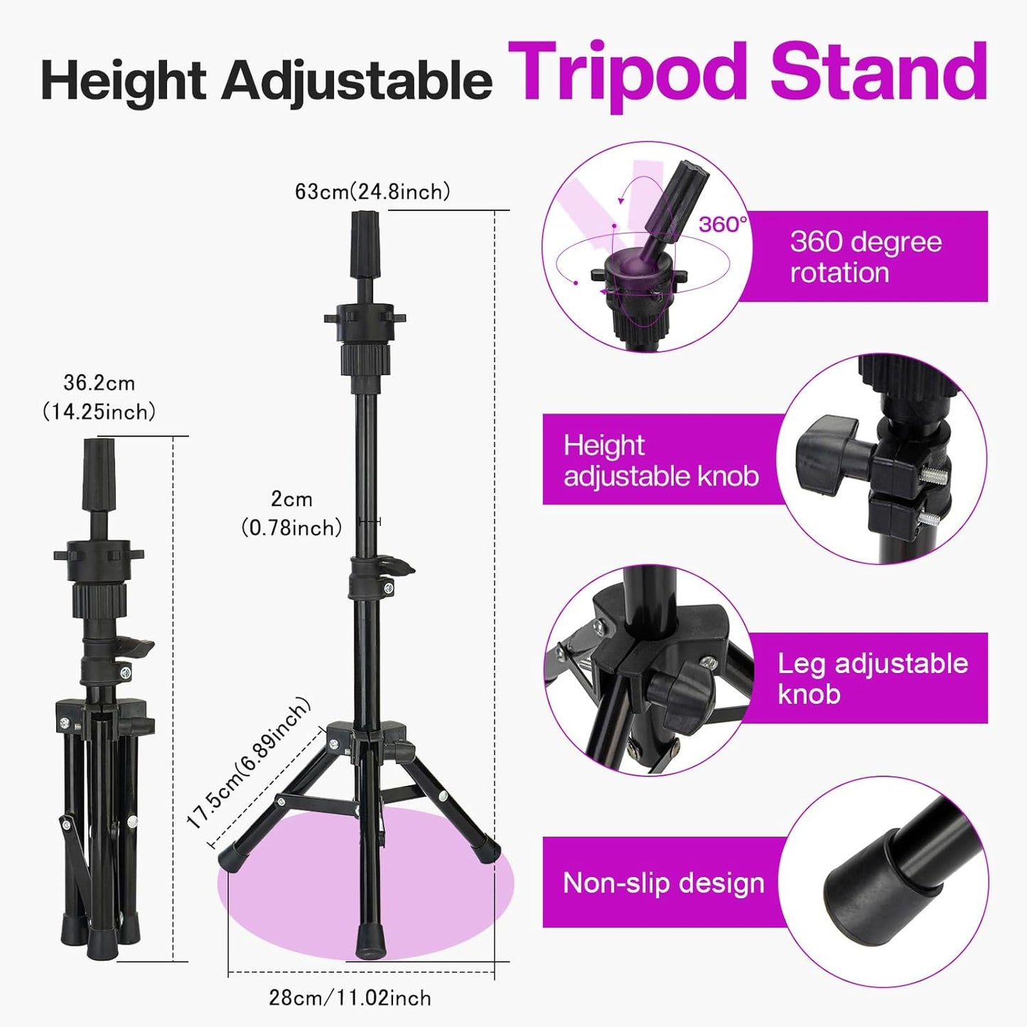 Wig Stand - Adjustable Canvas Mannequin Head for Heavy Wigs | Styling & Display