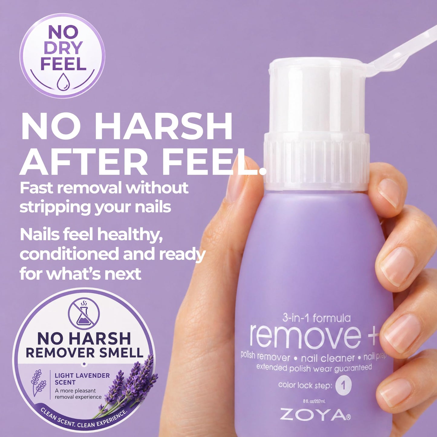 ZOYA Remove Plus 3 in 1 Formula - Liquid Polish Remover, Nail Cleaner, Nail Prep, 8 Fl Oz