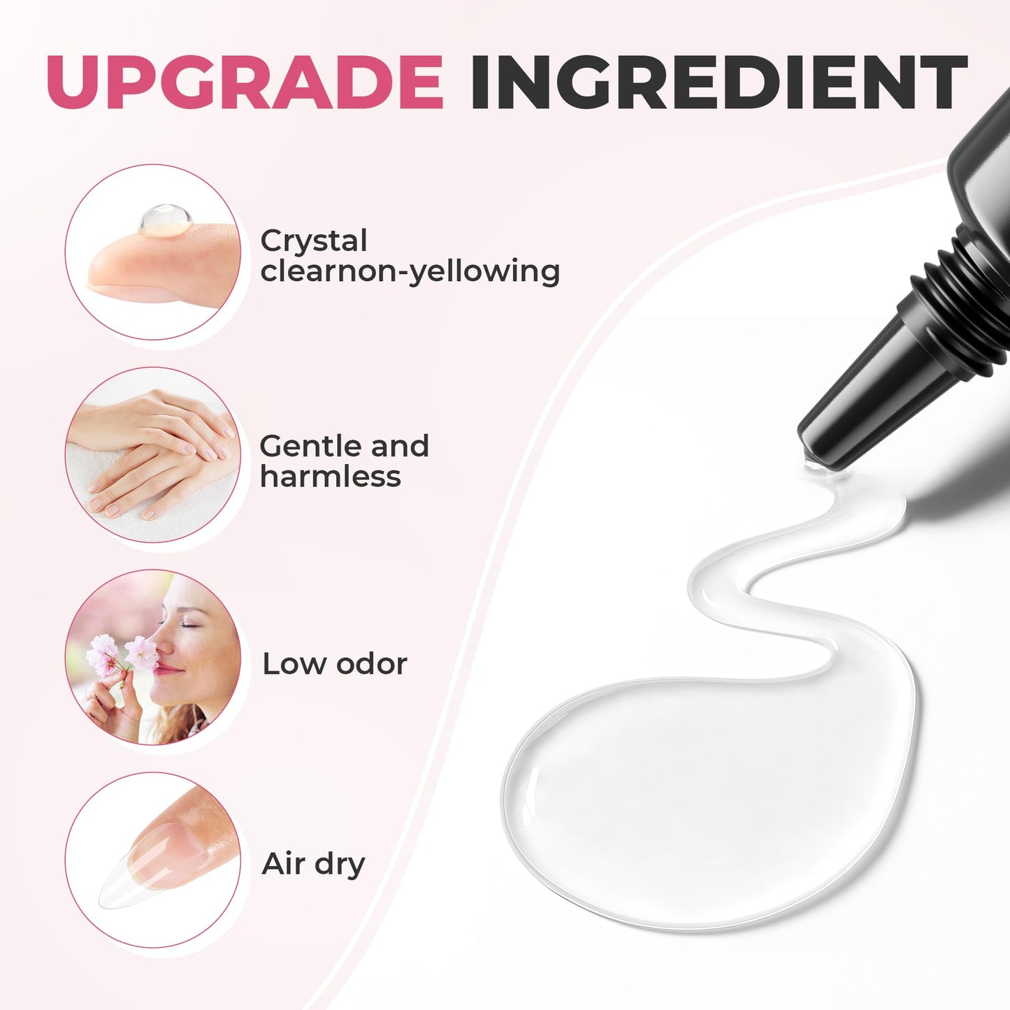 UNA GELLA Super Strong Nail Glue 2ml x 5Pcs for Press On Nails, Nail Tips & Clear Fake Nails, Mini Tubes Quick Drying Semi Solid Nail Glue for Press ons No UV Light Needed Long Lasting Mess-Free
