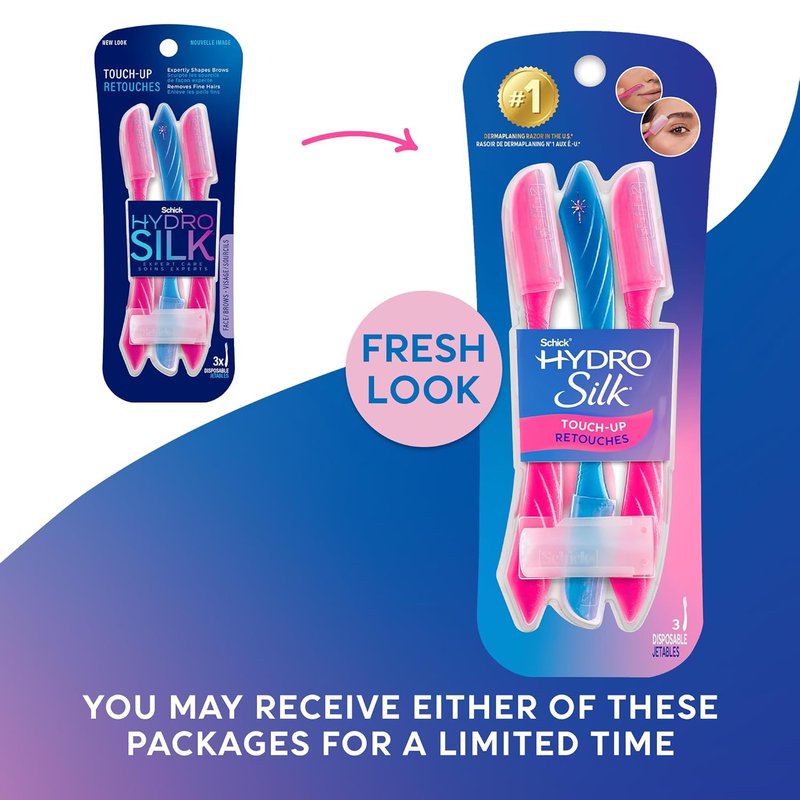 Schick Hydro Silk Touch-Up Dermaplane Razor - Precision Cover, 3ct | Facial Razor for Women, Peach Fuzz Remover