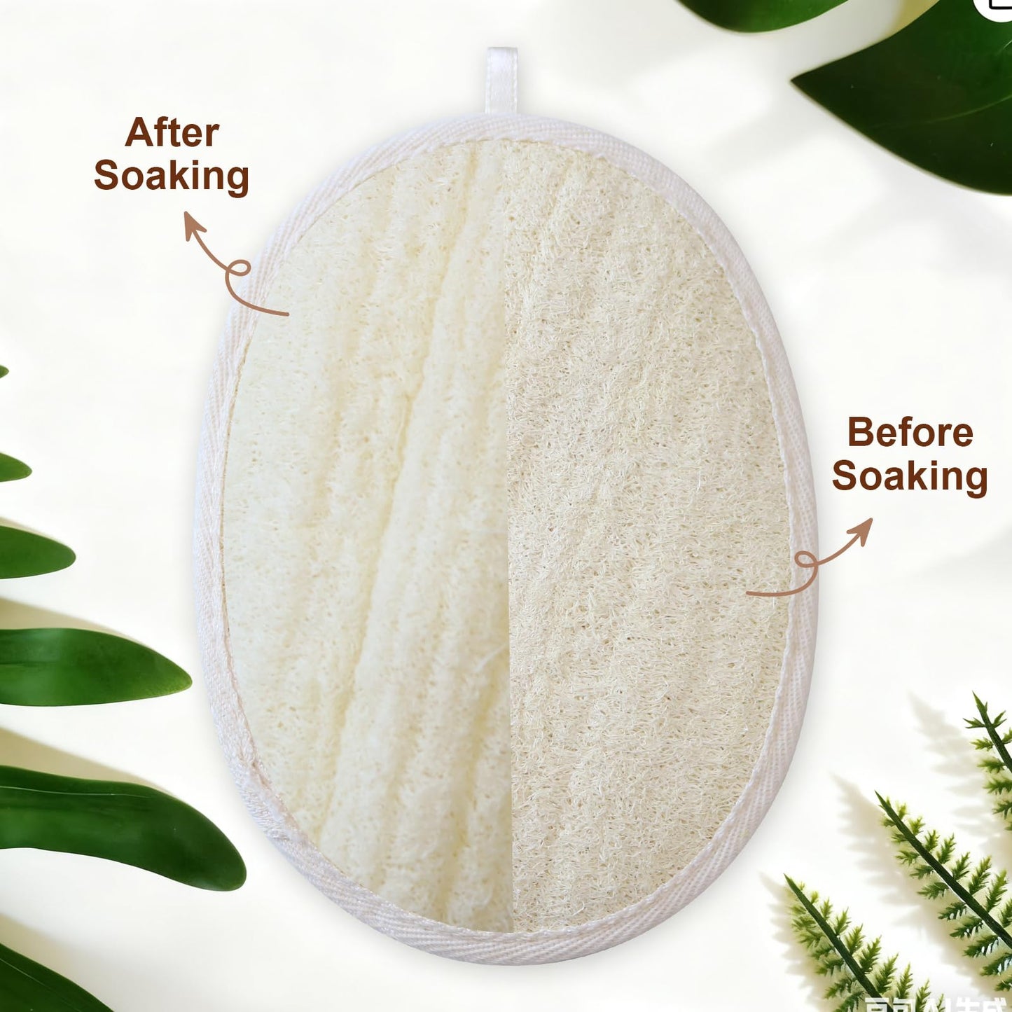 LUOMRTAN 3 Pieces Natural Luffa Exfoliating, Body Scrubbers for Shower & Bath, for Face and Body that Gets You Clean