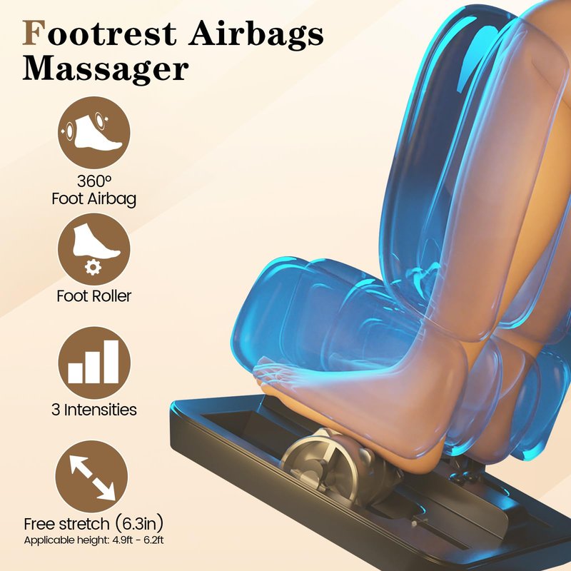 RESTREAL 4D Massage Chair Full Body, Zero Gravity SL-Track Shiatsu Electric Massage Chair Recliner, Airbag Massage, Deep Yoga Stretch with Heat Body Scan Bluetooth Foot Roller, Extendable Footrest
