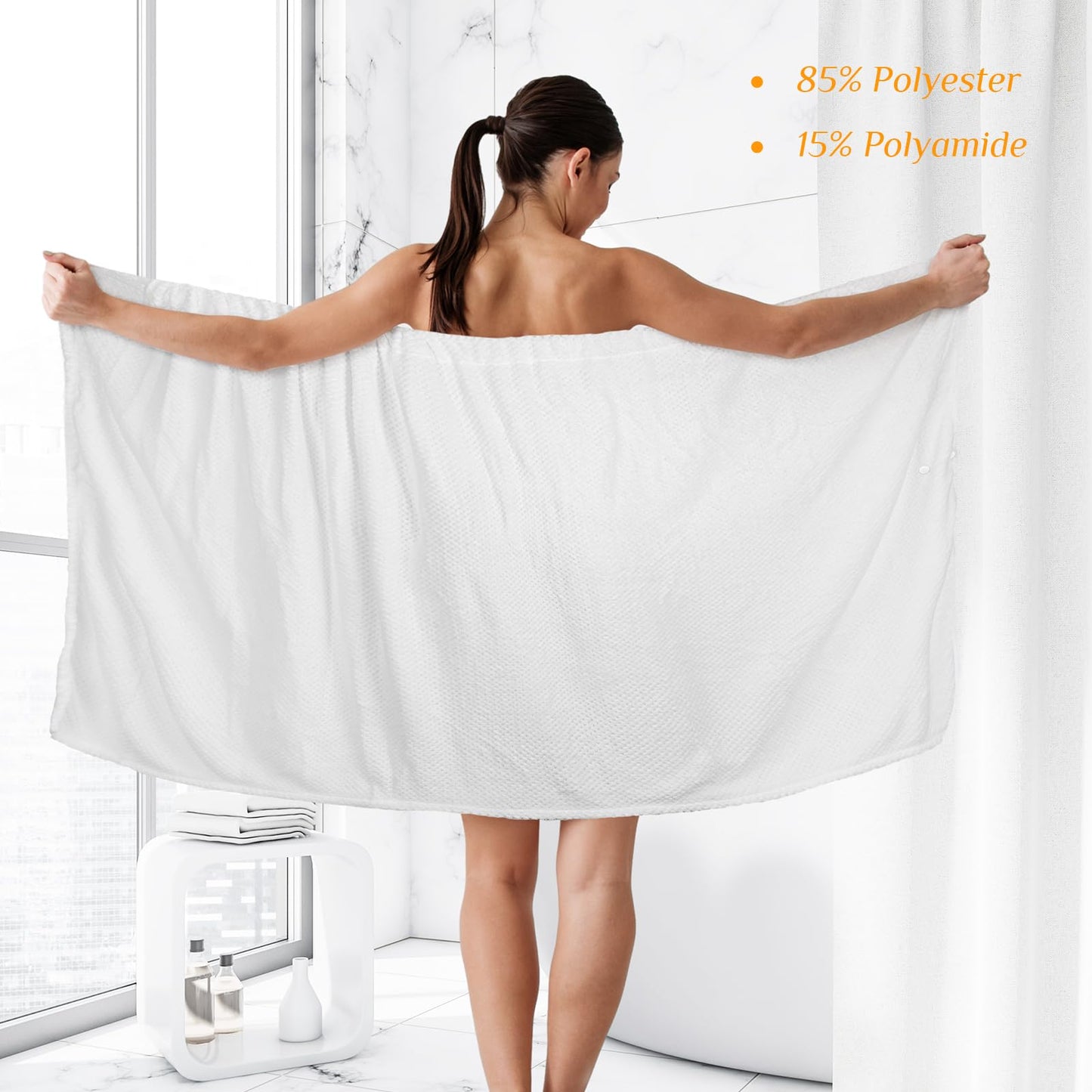 Tigeen 4 Pcs Spa Wrap Towel Wrap for Women Spa Robe with Adjustable Closure Elastic Top Lightweight Wraps for Bath Shower(M,White)