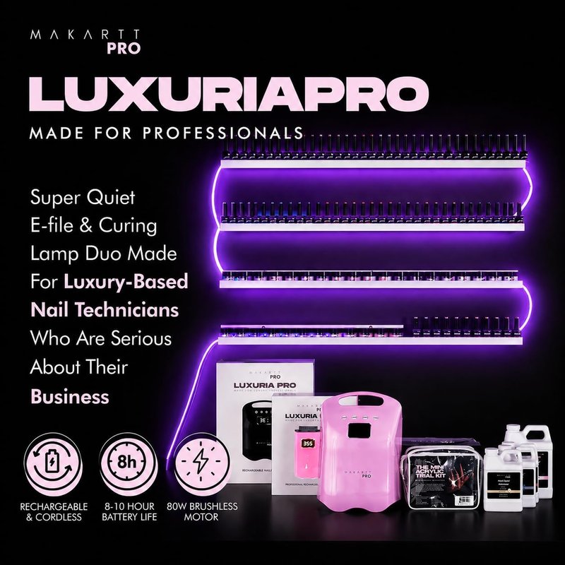 MakarttPro 98W Professional UV LED Nail Lamp - Fast Curing with 42 Powerful LEDs | Rechargeable Cordless Design - Baby Pink