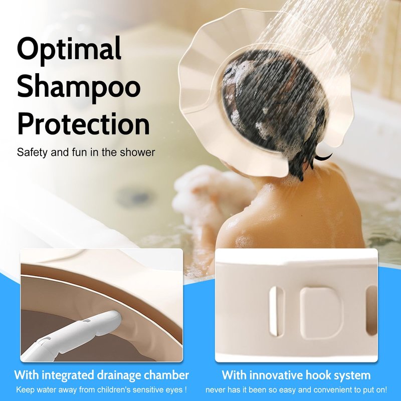 Shower Cap, Adjustable Bath Visor Hat, Shampoo Protection Shield for Kids, Toddlers, Children, Eye and Ear Guard，Makes the Bath More Fun