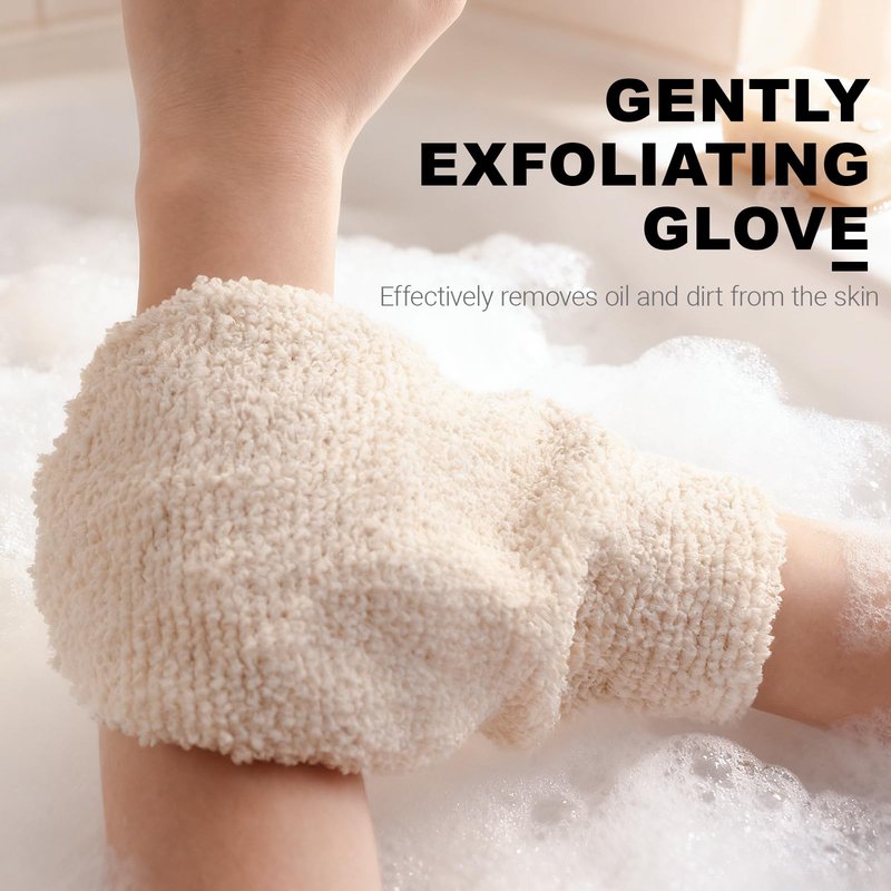 Natural Shower Gloves Exfoliating Gloves, Hemp Bath Mitts for Body Scrubber, Shower Washcloth for Dead Skin Removal and Cleansing, Natural Loofah Sponge for Men Women(2 Pack)