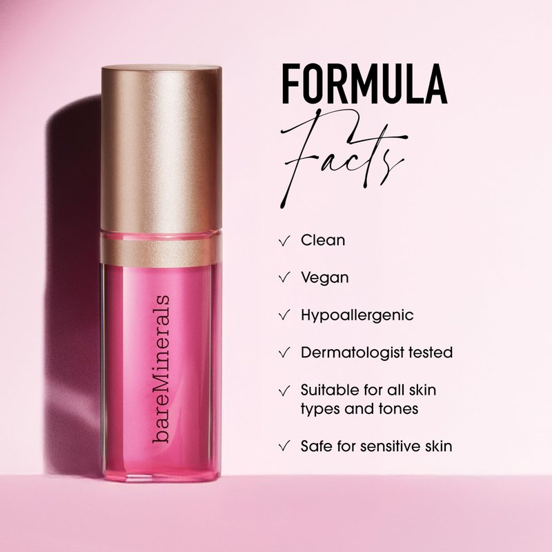 bareMinerals Nourishing Lip Oil, Ultra-Hydrating, Non-Sticky & High-Shine, Clean & Vegan Formula with 9 Botanical Oils & Hyaluronic Acid for Soft, Smooth Lips, Adore