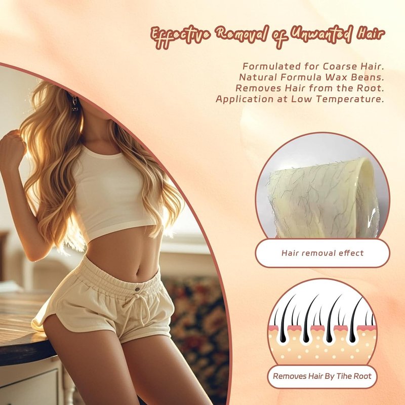 Hard Wax Beads for Hair Removal 1.2lb Waxing Kit with Coconut formula for Sensitive Skin For Full Body Face Eyebrow Leg Bikini Brazilian Waxing Coarse Body Hair Specific for Men and Women