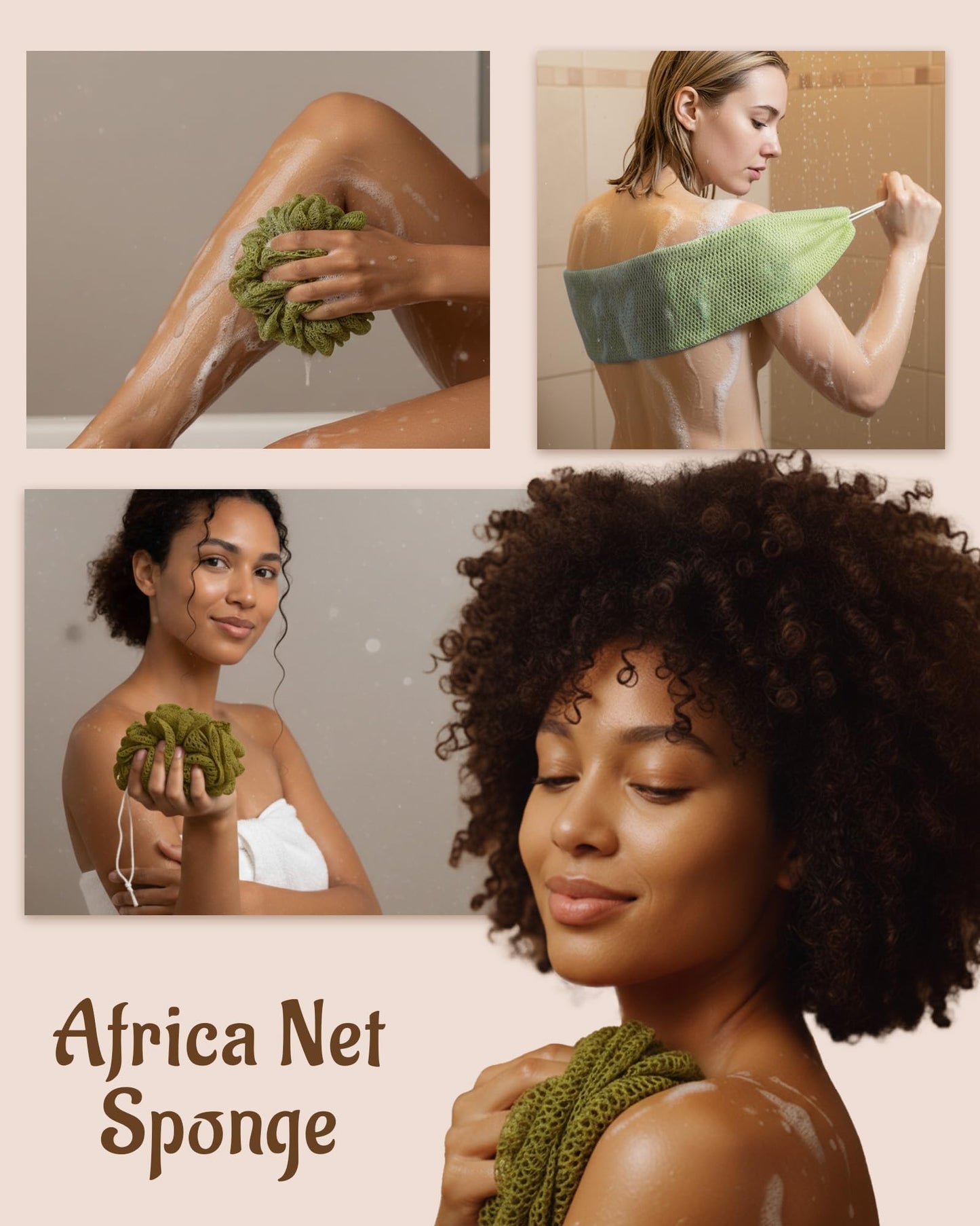 Yiclick African Net Sponge Authentic with Knots 2 Pack - Exfoliating Washcloth Towel, Back Scrubber for Shower Bath, Exfoliating Body Scrubber Exfoliator, African Rags Wash Cloth Loofah Lufa Sponge