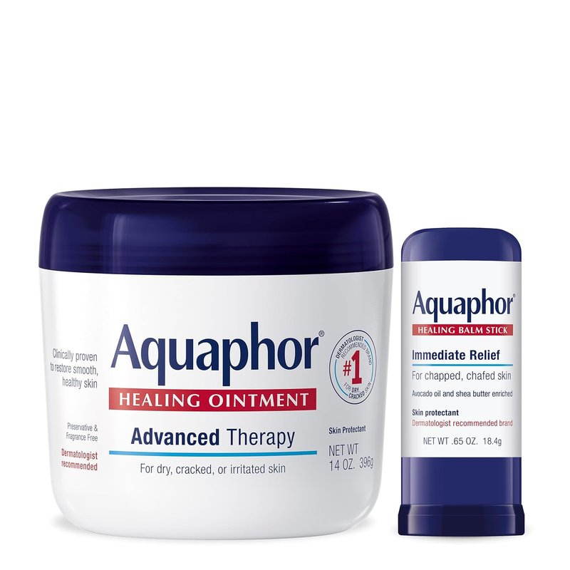 Aquaphor Advanced Therapy Healing Ointment & Balm Set - Skin Protectant with Avocado Oil & Shea Butter | 14 Oz & 0.65 Oz