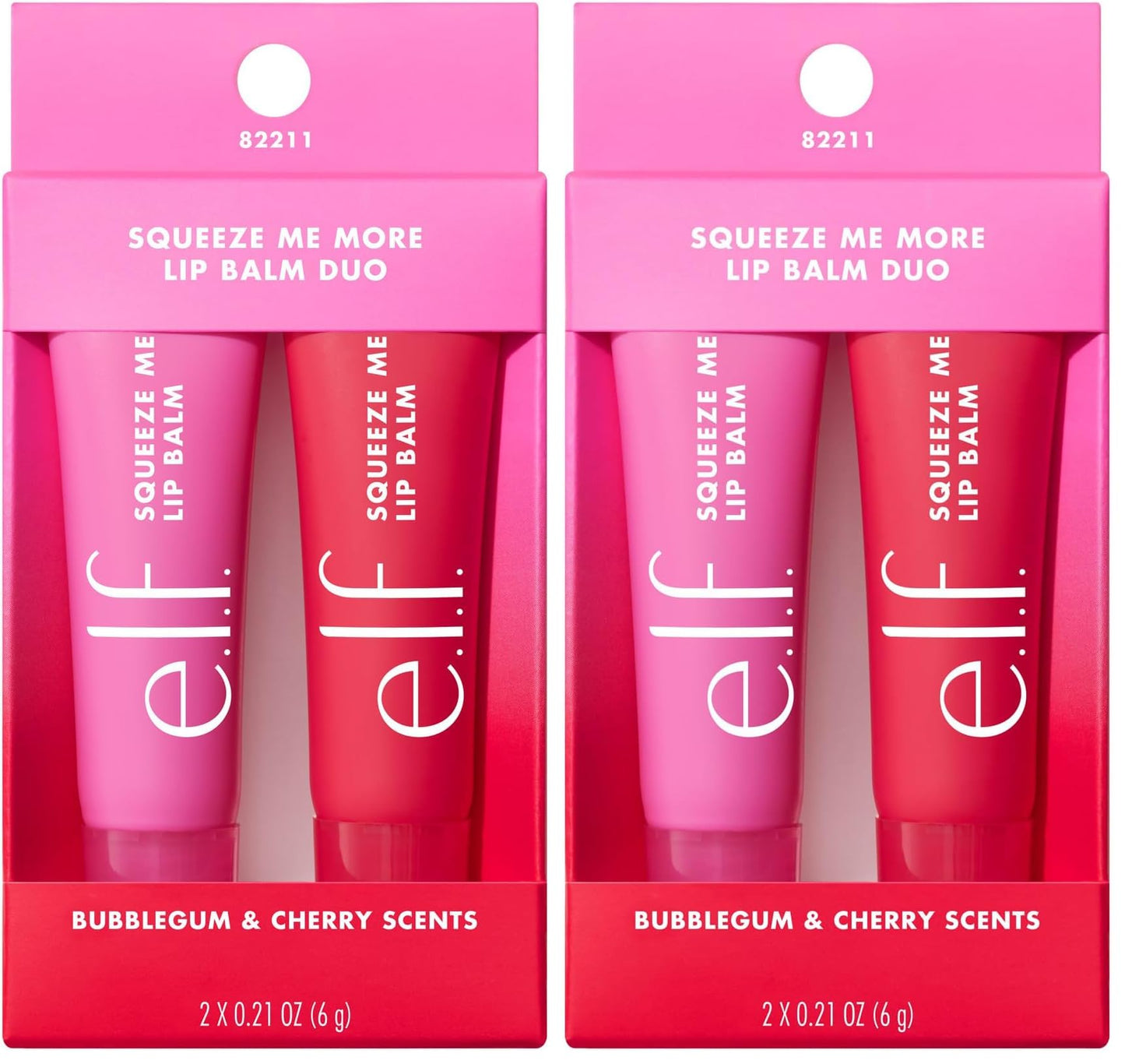 e.l.f. Squeeze Me More Lip Balm Duo, Moisturizing Balm For A Sheer Tint Of Color, Made With Hyaluronic Acid, Vegan & Cruelty-Free, Cherry & Bubblegum (Pack of 2)