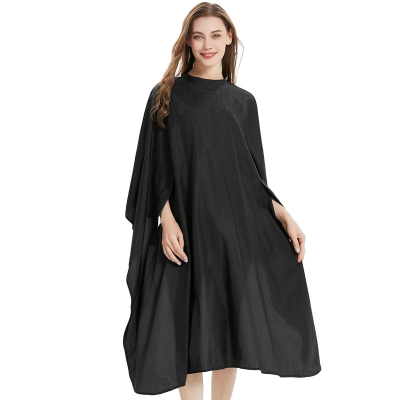 Regine Switzerland Hair Cutting Cape - Lightweight, Water-Resistant Black Salon Smock with Armholes for Professional Use