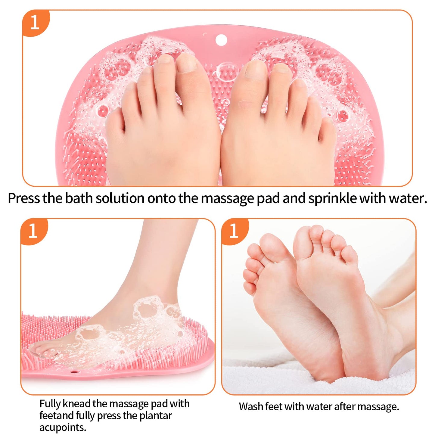 Zxglxinyao 2-Pack Shower Foot Scrubber Mat Back Washer Back Exfoliating Bath Wash Pad Wall Mounted Slip Suction Cups Foot Scrubber for Use in Shower Cups Foot Cleaner for Men and Women