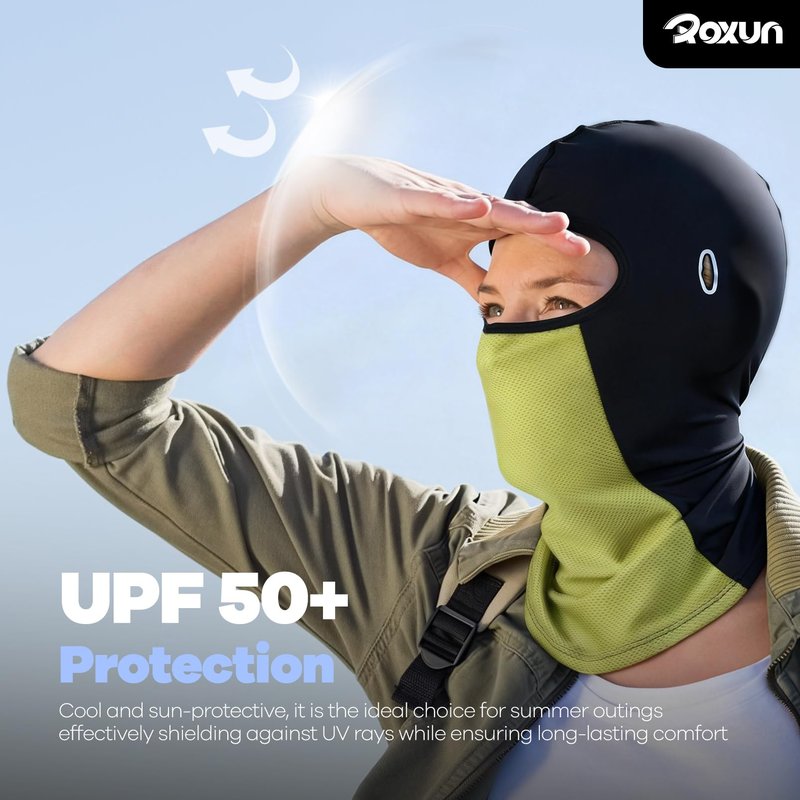 ROXUN Balaclava Cycling Face Mask, Summer Cooling Ice Silk Mesh Moto Sun Protection Ski for Men Women Black