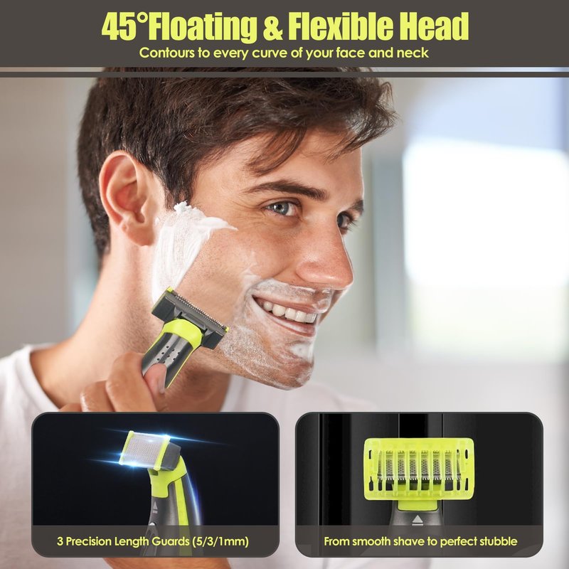 NSXAYIWE Beard Trimmer for Men, Rechargeable Face & Body Hair Trimmer, Washable Mens Electric Razors for Shaving Face, Beard, Mustache Trimmer, Double Sided Tooth Razors for Teen Boys