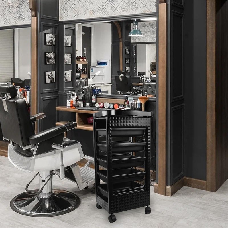 Roixeeds Salon Trolley Cart with Wheels and 5 Drawers, Salon Rolling Cart for Hair Stylist