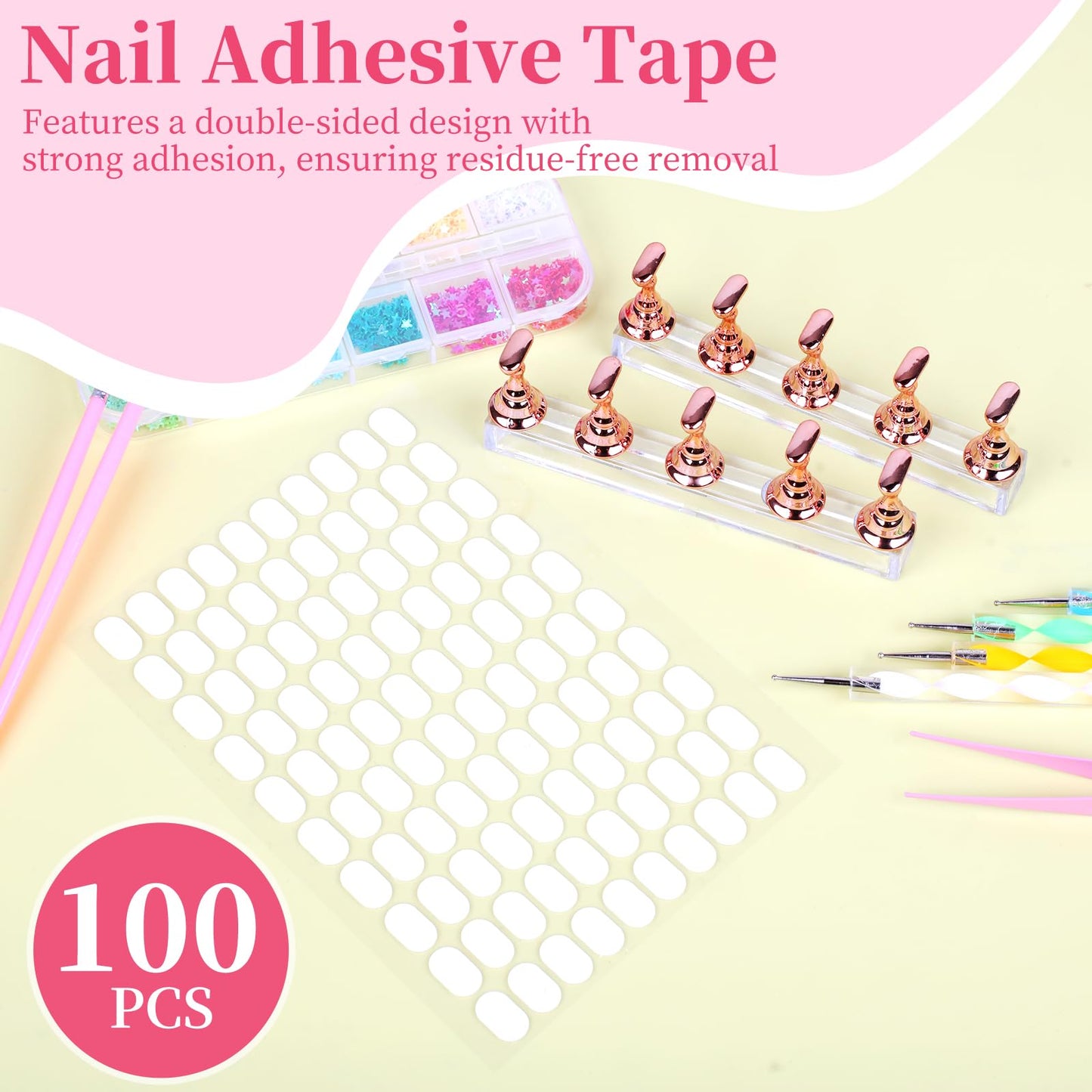 vivinin 25PCS Nail Art Tools Set, Includes Nail Art Brushes, Nail Stand, Dotting Tools, Striping Liner Fingernail Drawing Pens, Jelly Glue, tweezers, Sequins, Professional Nail Art Supplies Kit
