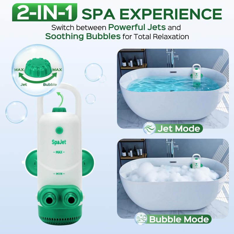 Bath Jets for Tub with Jet Massage and Bubble Mode, Bathtub Jets for Tub with 360° Rotatable Single and Dual Nozzles, the Lever-lock Suction Cups, and Handle. Jets for Bathtub at Home for Relaxation