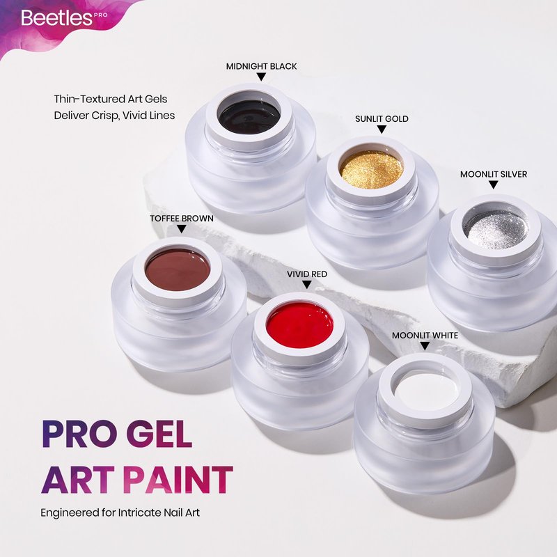 Beetles PRO Summer Gel Polish - Almost Okay Collection, 18 Colors 15ml Salon Polish Set with Base Coat, Glossy & Matte Top Coats, 6 Painting Gel For Nails Tools, UV Nail Lamp Cure Needed