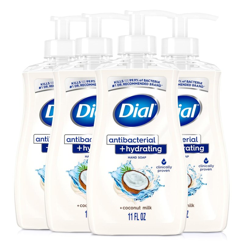 Dial Antibacterial Liquid Hand Soap - Hydrating Coconut Milk Formula | 11oz, Pack of 4