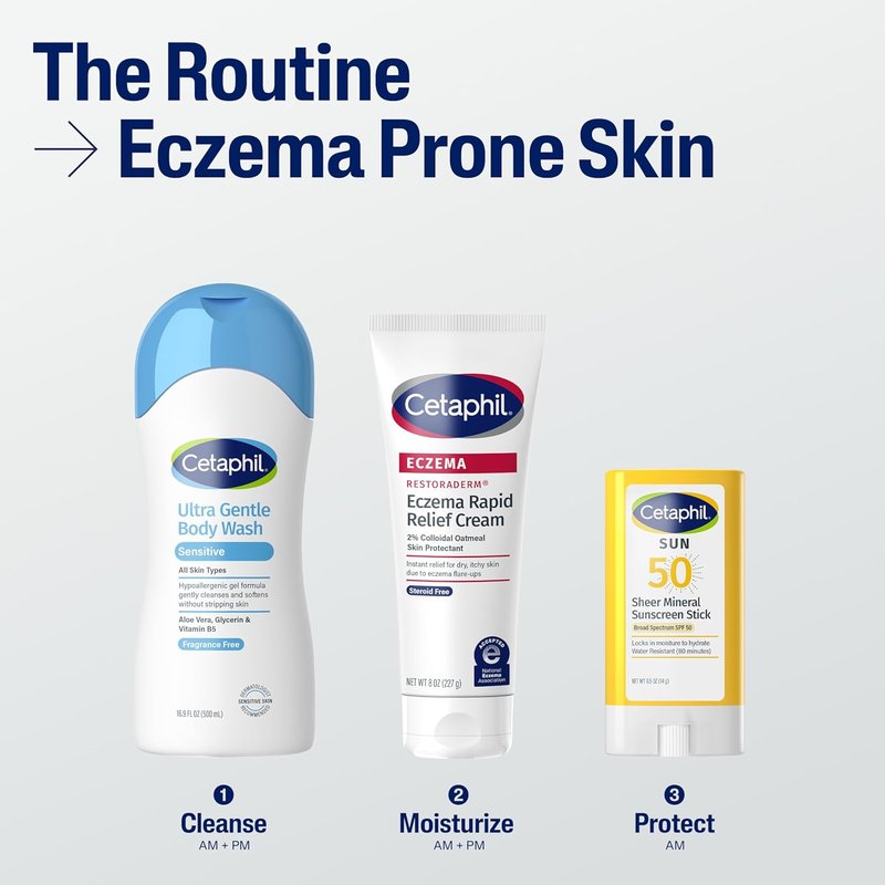 CETAPHIL Eczema Restoraderm Flare-Up Relief Cream - 8 oz | 48-Hour Hydration, Steroid-Free, Colloidal Oatmeal