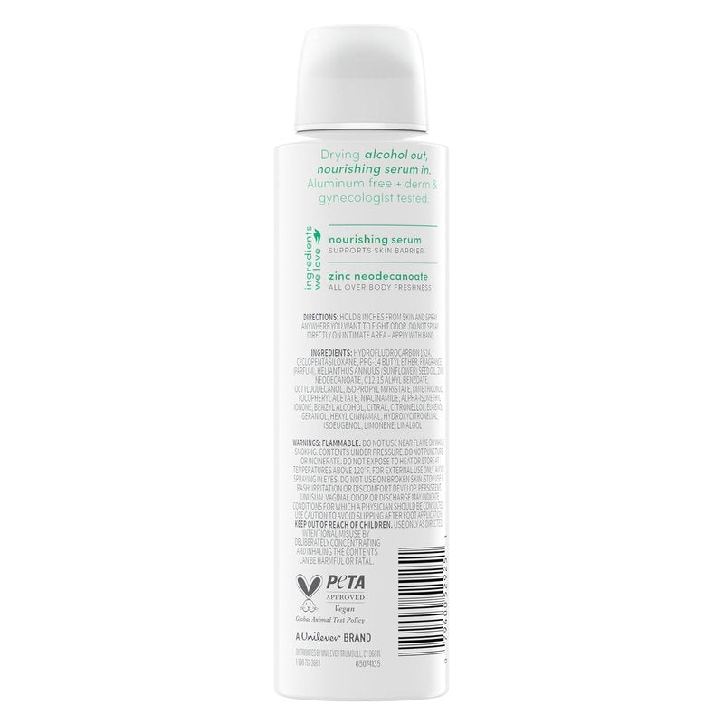Dove Whole Body Deodorant Spray - Alcohol-Free Morning Dew Scent | 4 oz for Women