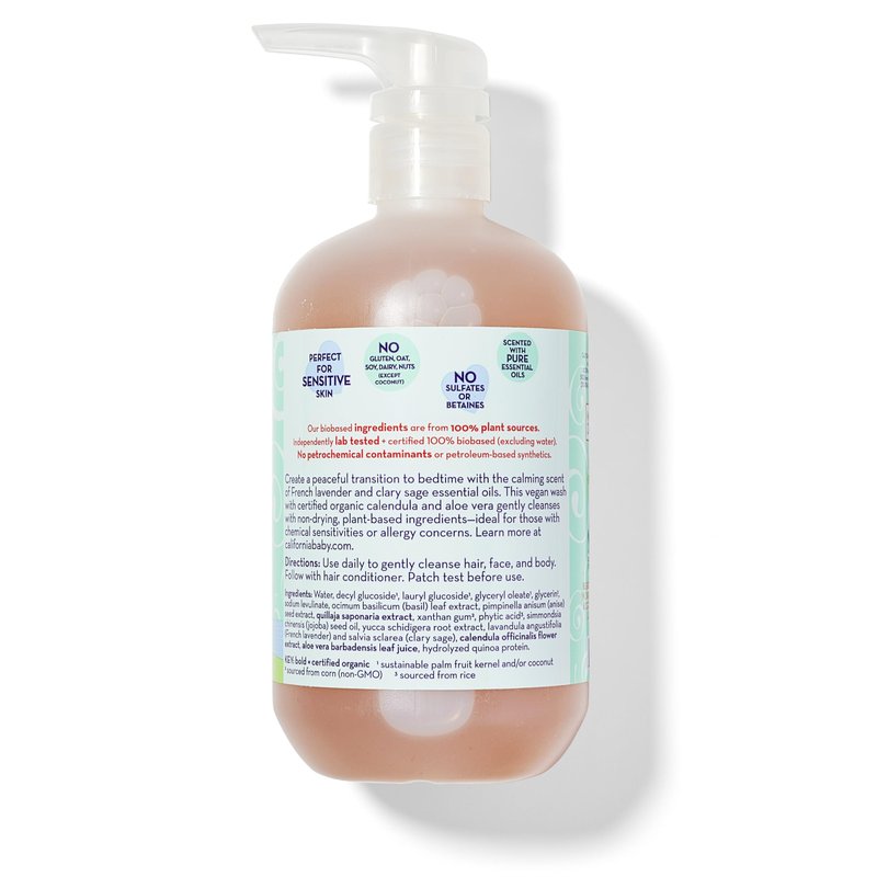 California Baby Calming Baby Shampoo + Baby Wash | 100% Plant-Based | Lavender Body Wash For Sensitive Skin | Hypoallergenic | 562 mL / 19 oz (2-Pack)
