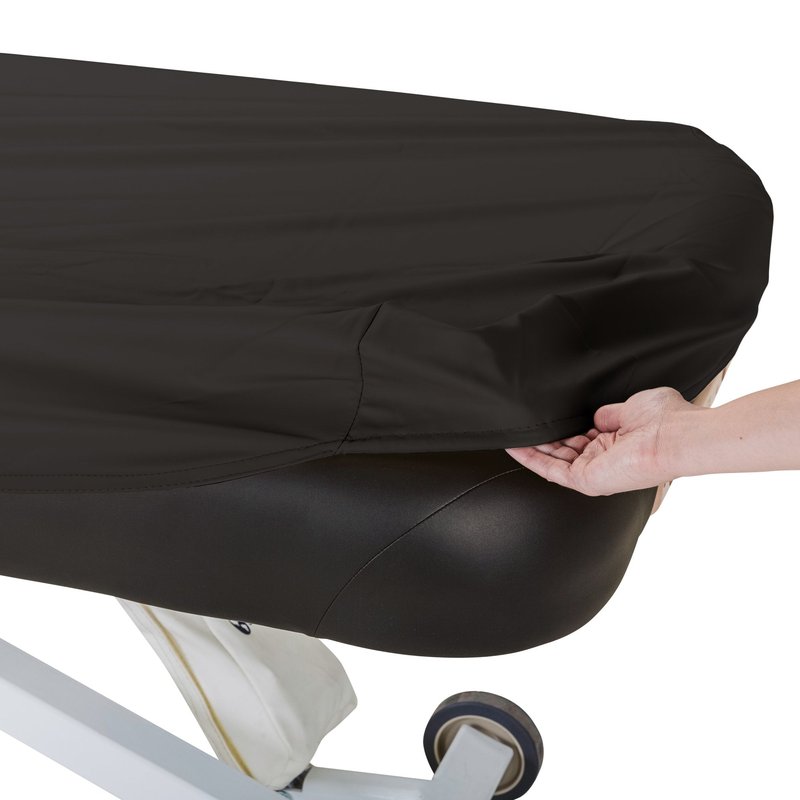 EarthLite Massage Table Protection Cover – 100% PU, Fitted Sheet, Fits Round & Square Corners (28-32"), Black