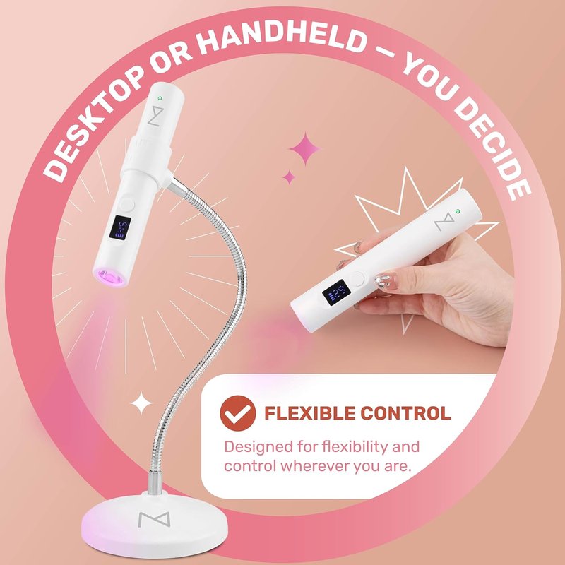 GlamCure GO Nail Flash Cure Lamp - Focus Beam Technology, Touch Screen, Portable LED & UV Light