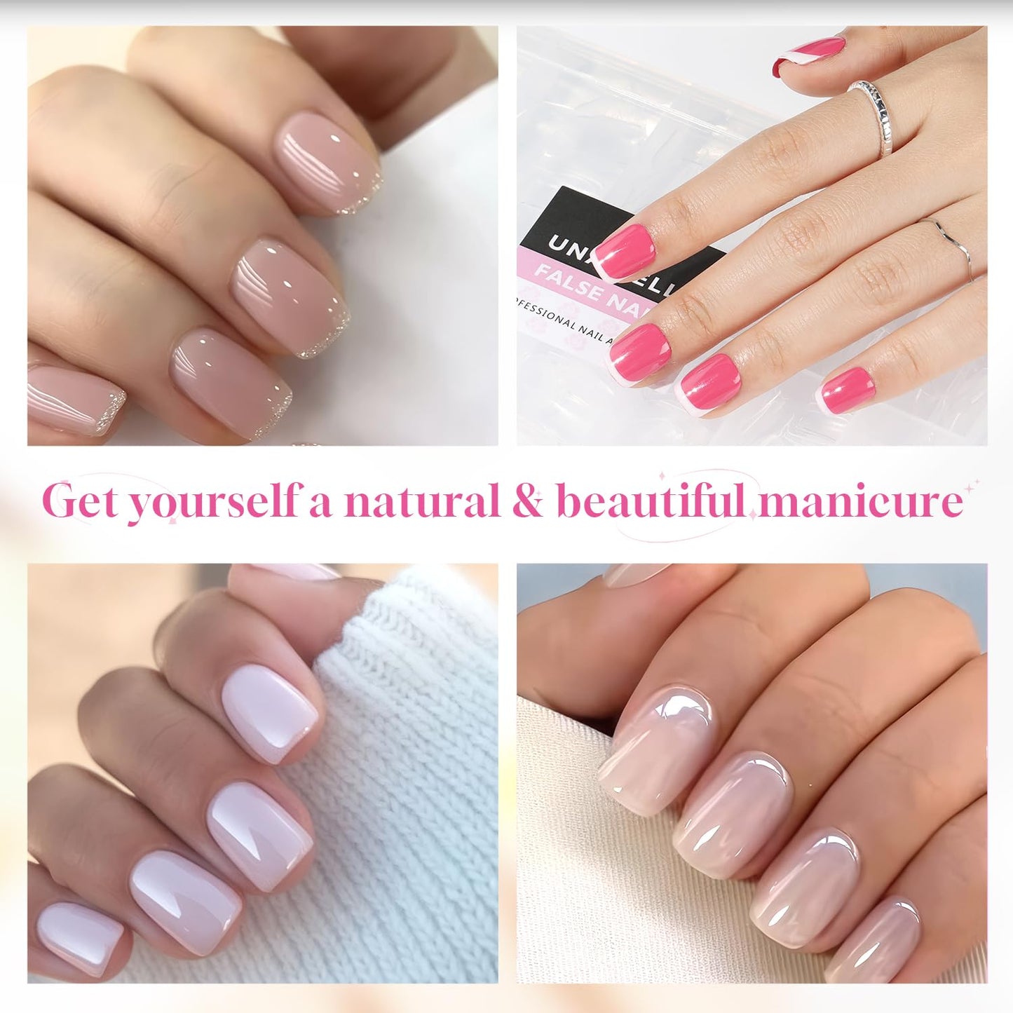 UNA GELLA Extra Short Square Nail Tips - 312pcs Soft Gel Full Cover | Half Matte Acrylic Fake Nails for DIY Nail Extensions