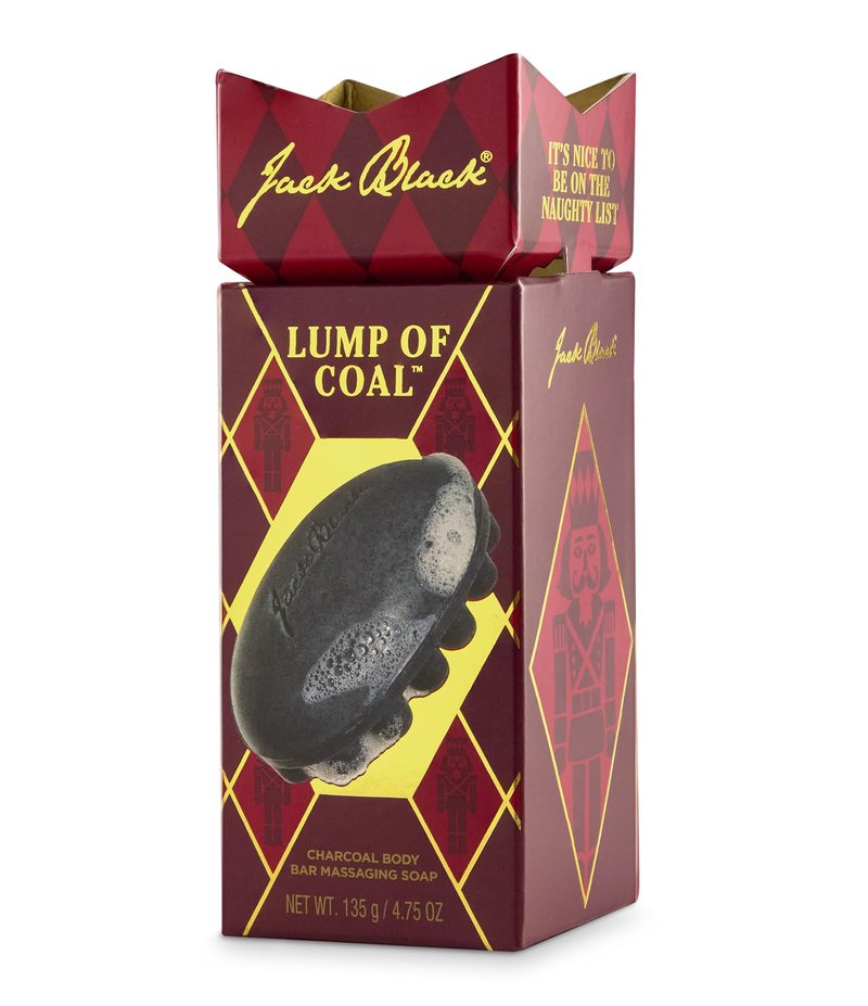 Jack Black Holiday Lump of Coal - Charcoal Body Bar Messaging Soap - Multitasking Body Bar, Jojoba and Seaweed Extract, Exfoliates Skin, Relieves Muscle Tension, Softer Skin, Deodorizes (Gift Set)
