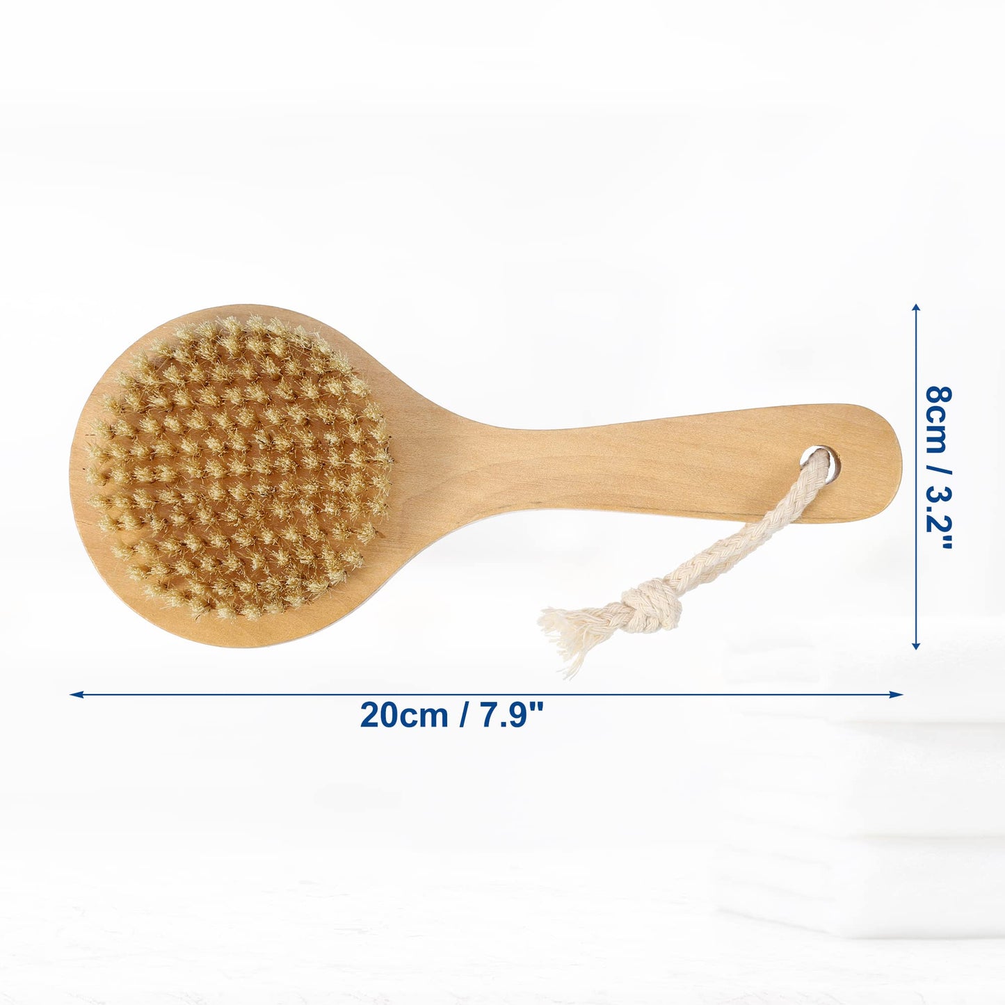 VOCOSTE 1 Pcs Bath Brush, Back Scrubber Wood for Shower with Short Handle, Brown, 7.9 Inches