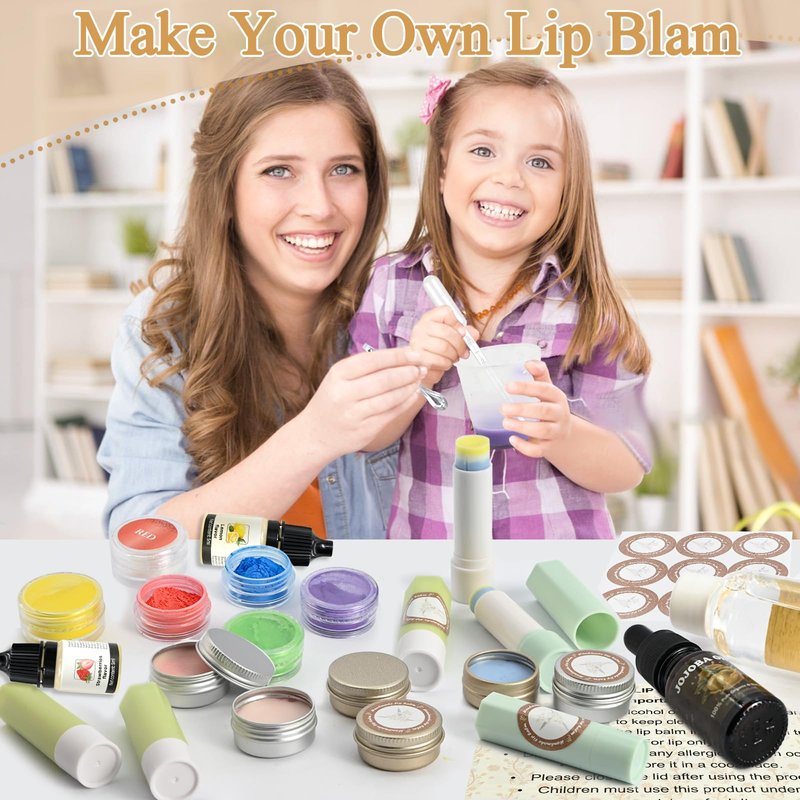 JUYRLE Lip Balm Making Kit- Coconut Lip Gloss Kit with Beeswax, Jojoba Oil, and Coconut Oil for Adults & Girls, Make Your Own Lip Balm– DIY Moisturizing Lip Care
