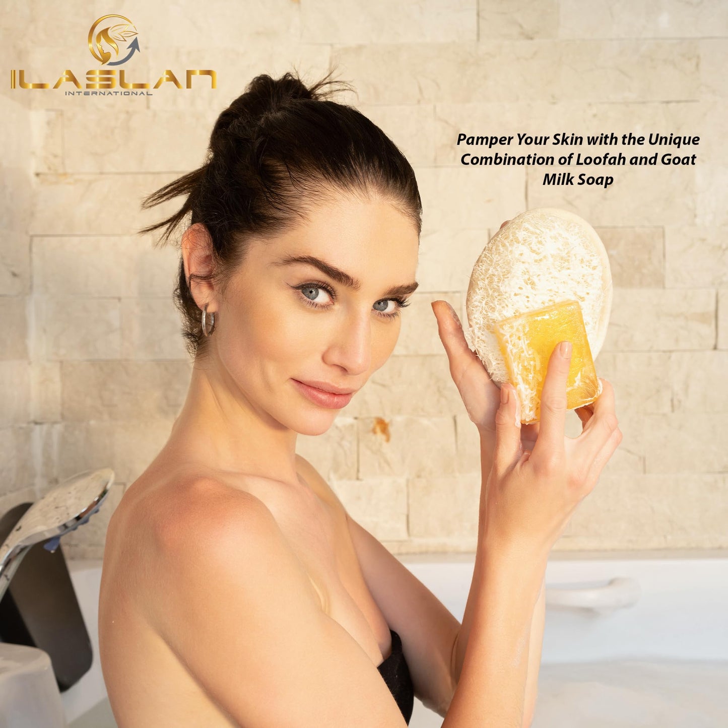 Natural Loofah for Men or Women, The Ultimate Men's Loofah Body Scrubber Made with Natural Egyptian Shower luffa Sponge, Bath Shower Sponge lufas for Men & Women, 2 Loofa Pads & 1 Goat Milk Bath Soap
