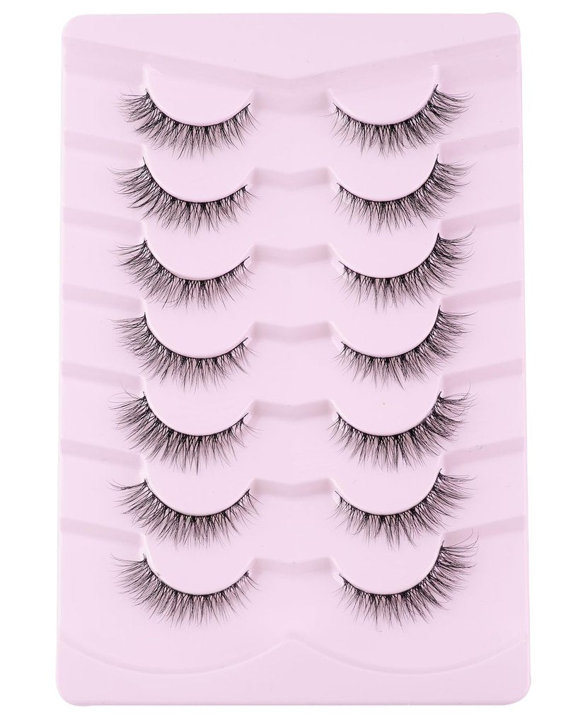 Jiocolor Lashes Natural Look Wispy False Eyelashes D Curl Faux Mink Lashes Fluffy Cotton Band Eyelashes Cat Eye Fake Eyelashes Pack 13MM
