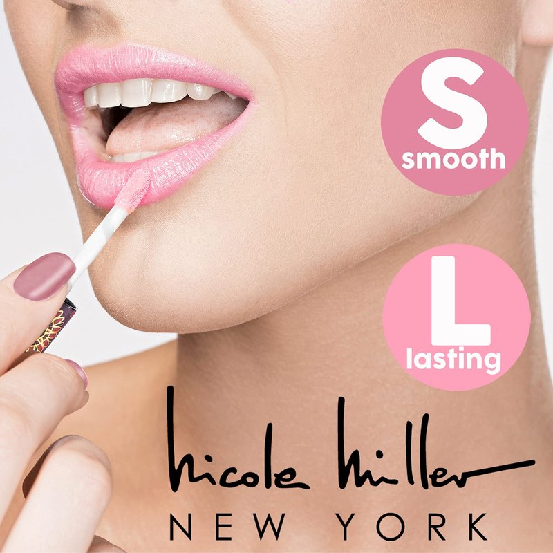 Nicole Miller Lip Gloss Collection - Long-Lasting Shimmery Glosses for Women & Girls | 10 Count Set with Rich Pink Shades