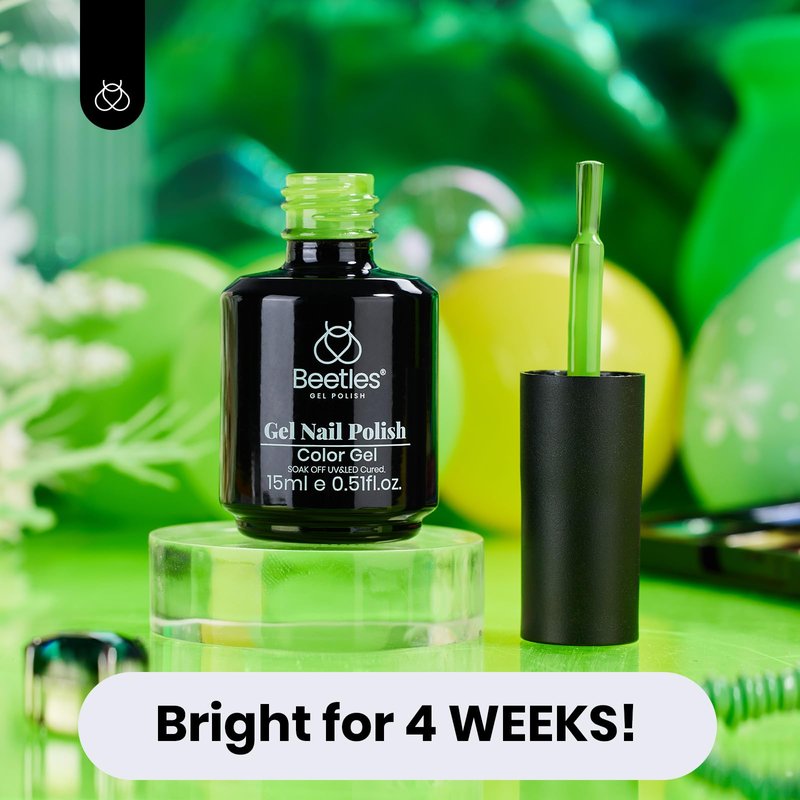 Beetles Forest Green Gel Polish - 15ml Lime Green Gel Polish Solid Neon Color Soak Off LED UV Manicure Day Nails Art Design Salon Home DIY for Women & Girls